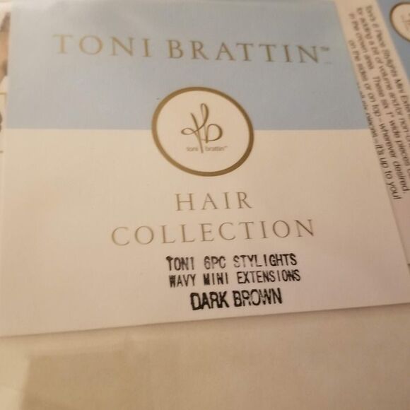 Toni Brattin Wavy Mini Hair Extensions Dark brown 6 pc Stylights Highlights QVC - Picture 5 of 8